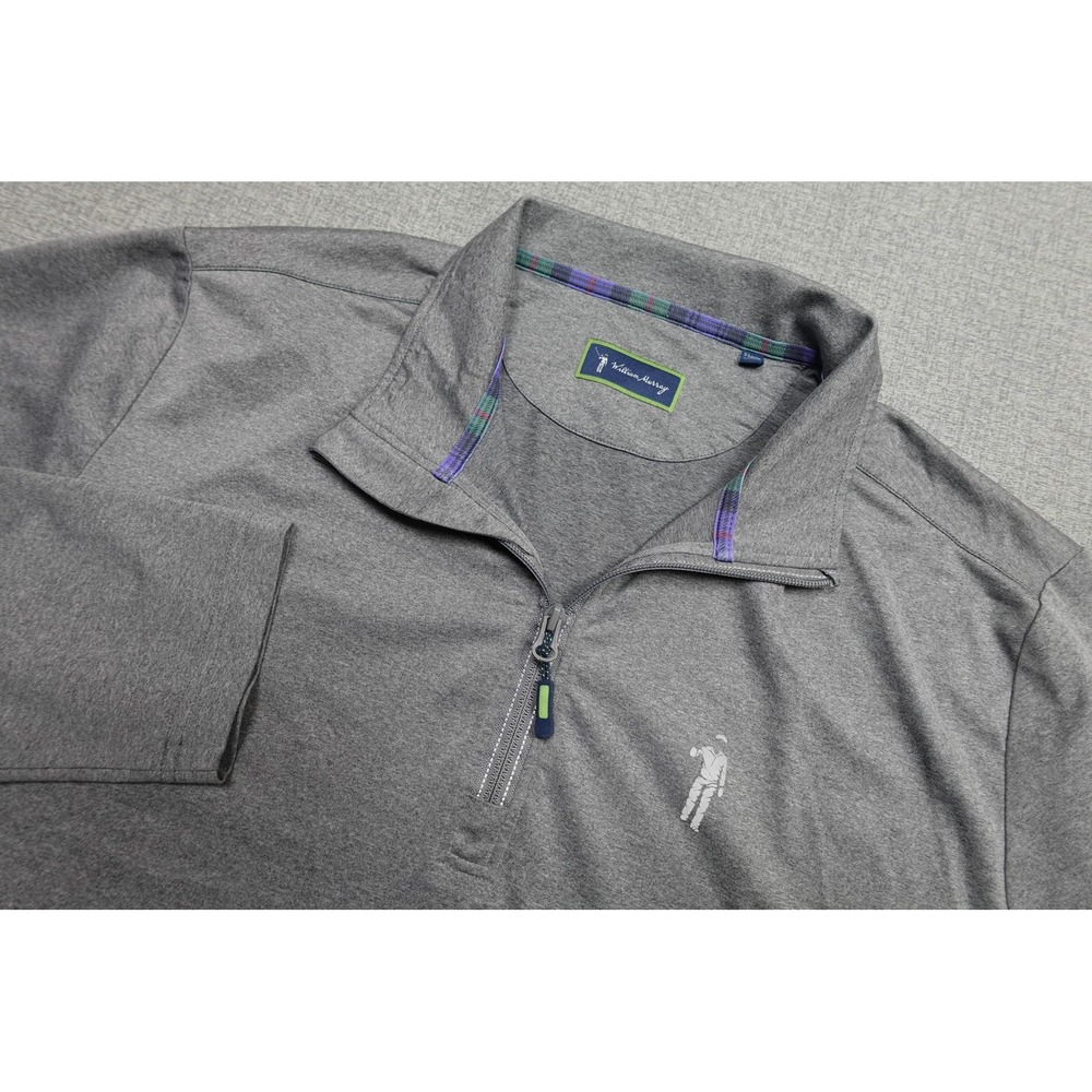 William Murray Quarter Zip Pullover Mens XL Gray Golf Stretch Mock Neck Top